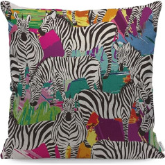 WONDERTIFY Zebra spilvena pārvalks Zebra Animal Throw Cushion Cover for Couch Home Decor Black White 45 x 45 cm