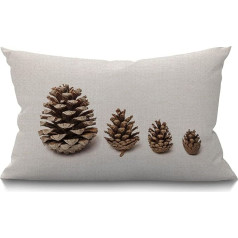 BGBDEIA Pinecones jostas spilvens 30x50cm Dekoratīvs spilvena pārvalks guļamistabai Dzīvojamā istaba Priedes čiekuri Evergreen skujkoku augs Brūns taisnstūris gultai Dīvāns dīvānam