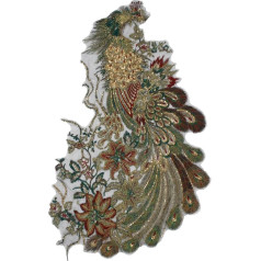 Crane Pair Patches Pine Embroidery Applique Lace Lace Fabric Patchews Scrapbooking Embellishment Šūšana uz apģērba dekorēts (Black)