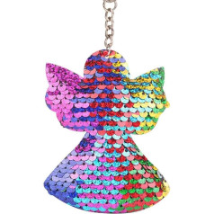 Cute Atslēgu piekariņš krāsains Sequin Angel Pendant Atslēgu gredzens turētājs Atslēgu piekariņš Bag Hanging Decoration Atslēgu piekariņi Praktiski un noderīgi Ērti un praktiski Izgatavots Fashion, kā parādīts