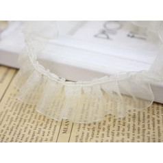 5 metri vienpusēja Ruffle plisēta organzas mežģīņu lentes apdares 25mm šūšanas kāzu amatniecības DIY Ivory