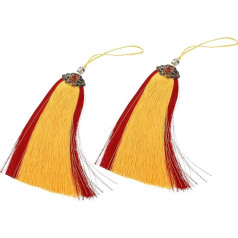 SEWACC 2 gabali Tassel piekariņš LED Auto aksesuāri Ķīniešu Tassel Decor Boho rotājumi Divu toņu auto apdare Auto piekaramie rotājumi Ķīniešu Tassel ornamenti Poliesters