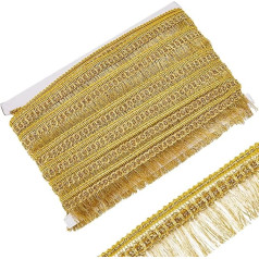 GORGECRAFT 15 jardų aukso kutais Tassel Trim 32 mm pločio metalinių nėrinių juosta su Tassel blizgučių pinti kraštų DIY siuvimo amatų drabužių užuolaidų