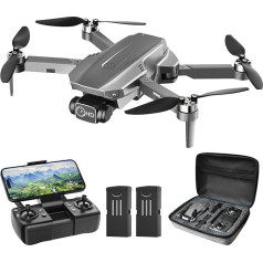 Wipkviey B12 GPS dronas su 4K kamera, FPV RC kvadrokopteris su bešepetėliniu varikliu pradedantiesiems suaugusiesiems, silpnos baterijos grąžinimas, grąžinimas vienu paspaudimu, iki 249 g, 50 min. Skrydžio trukmė su 2 baterijomis