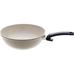 Fissler Ceratal / Aluminium Wok (Diametrs 30 cm, 5,2 L) Keramiska panna ar neslīdošu pārklājumu, augsta apmale, nesatur PFAS/PTFE Ražots Vācijā - indukcija, pelēks