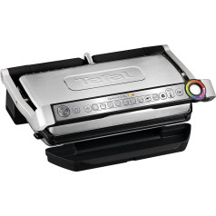 Tefal OptiGrill XL GC722D contact grill (with XL grill surface, plus model with additional temperature settings, 2,000 watts, automatic display of the cooking state, 9 pre-set programs) black / silver