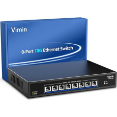 8 portu 10G nepārvaldāms 10G Ethernet komutators, VIMIN 10Gbe tīkla komutators, atbalsta 100M/1000M/2.5G/5G/10G ātruma automātisko negotiāciju, 10G NAS tīklam, Plug & Play, 160Gbps komutācijas jauda