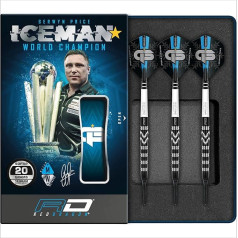 RED DRAGON Gerwyn Price Iceman Special Edition Pasaulio čempionų volframo strėlių rinkinys su skrituliukais ir koteliais