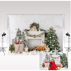 Kate Merry Christmas Foto fonas fotografijai Kalėdų eglutė Židinys Kalėdų šalis Foto studija Fonas Foto studija Prop 10 x 6,5 ft/3 x 2 m