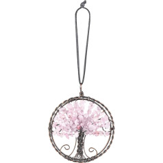 Nupuyai Rose Quartz Dzīvības koks karājas ornaments Enerģijas kristāli Dziedināšanas akmens Feng Shui ornaments mājas logu sienas māksla Lucky Car Office Decor