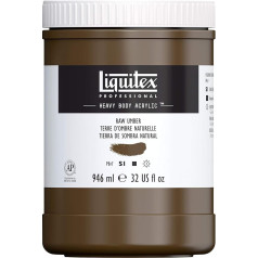 Liquitex 4413331 Akrila krāsas mākslinieciskai kvalitātei ar izcilu noturību pret gaismu un sviestainu konsistenci, 946 ml trauciņš - dabīgā umbra krāsa, 946 ml