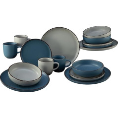 CreaTable, 21016 Modern Scandic Series Blue-Grey 16 gabaliņu trauku komplekts, akmensmasas trauku komplekts, piemērots mazgājamajai mašīnai un mikroviļņu krāsnij, kvalitatīva ražošana