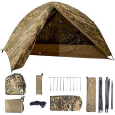 FREE SOLDIER Camping Tent Outdoor Ultralight Single Man Tent in Camouflage, Outdoor Camping, 1 Person Tent Adventure Fishing Tent Easy to Assemble and Carry Mosquito Protection, Waterproof