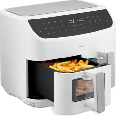 MEDION P20 XXL Hot Air Fryer with 2 Chambers (8.7 Litres, 2,600 Watt, Double Chamber, 9 Automatic Programmes, 2 Drawers, Viewing Window, Dual Airfryer, Dual Cook & Sync Finish Function)