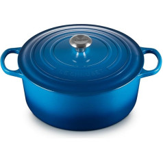 Le Creuset Signature čuguna trauks ar vāku, diametrs 18 cm, apaļš, piemērots visām plītīm un indukcijai, tilpums: 1,8 l, Marseļa, 30 cm