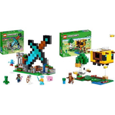 LEGO 21244 LEGO 21244 Minecraft Meča postenis, rotaļlieta ar rāpu, kareivi un 21241 Minecraft Bišu māja, Lieldienu dāvanu fermas rotaļlieta ar būvējamu māju, Lieldienu dekorācijas zombijam