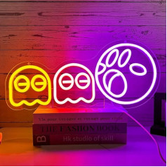 XJNOLGXIQU Ghost Neon Sign Gamer Neon Sign Krāsains LED Gaming Neon Sign Anime Ghost Retro Arcade Neon Light for Game Room Game Zone Gaming Accessories Decoration Teenager's Room Decoration Wall