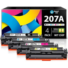 Smart Ink saderīgs toneris ar mikroshēmu priekš HP 207A 207 A (Black Cyan Magenta Yellow), lai aizstātu Color Laserjet Pro MFP M282nw M283cdw M283fdn M283fdw M283fdw Color Laserjet Pro M255dw M255nw