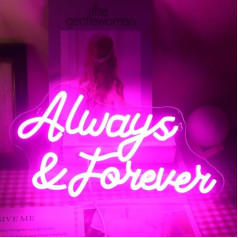 QiaoFei Always and Forever LED Neon Sign USB Powered with Dimmer Switch Neon Lights for Room Home Bar Art Wall Decor Party Window Living Room Decoration