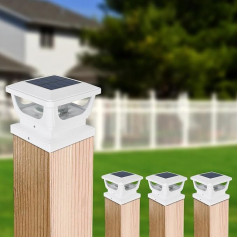 4gab Solar Post Cap 7x7 8x8 9x9 10x10 Solar Fence Post Light Solar Post Cap Light Solar Post Light Post Light Post Lamp IP65 Waterproof for Posts, Fence (Size 7.6 to 10.1 cm)