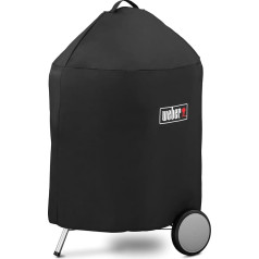 Weber Premium Grillabdeckhaube für Ø 57cm Holzkohlegrills, atmungsaktiv UV- & wasserbeständig, Schutz for Wind & Wetter, mit Klettverschluss zum Befestigen, leicht, Grillcover - Schwarz (7143)