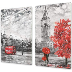 Rūdīta stikla virtuves dēlītis un indukcijas plīts vāks - 60 x 52 cm un dubultie - divi 30 x 52 cm D13 Attēli: Big Ben Red