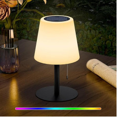 Postlucky Saules galda lampa āra aptumšojama silti balta un RGB Saules galda lampa ar tālvadības pulti LED galda lampa bezvadu USB uzlādējama akumulatora galda lampa IP44 kempingam dārzā ārā (melna)