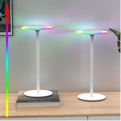 ERAY bezvadu dimmējama LED galda lampa ar akumulatoru, uzlādējama ar siltu krāsu gaismu + RGB skārienvadības LED galda lampa ar USB-C iekštelpām, āra terasēm, guļamistabām, ēdamgaldiem, balkoniem, ballītēm (2 gab.)