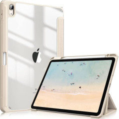 Fintie Hybrid Case for iPad Air 5th Gen 2022 / iPad Air 4th Generation 2020 10,9 collas / 27,7 cm ar zīmuļa turētāju, triecienizturīgs vāciņš ar caurspīdīgu, caurspīdīgu, cietu aizmuguri, aizsargvāciņš, bēšs