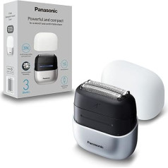 Panasonic ES-ACM3BW503 Series 700 Compact skuveklis ar 3 asmeņiem, mitrs un sauss skuveklis vīriešiem, bārdas blīvuma sensors+, IPX7 ūdensizturīgs, USB-C uzlāde, AC USB barošanas avots, balts