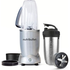 nutribullet 1200 8 gab. komplekts - 1200 W ekstrakcija - sajauc saldētus augļus, riekstus un saldējumu - Komplektā ietilpst 1 x 900 ml izolēts tērauda kauss, 1 x 900 ml kolosāls kauss, 2 x rokturu gredzeni un 2 vāki -