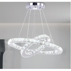 Finktonglan Modern LED kristāla lustra Griestu gaisma Regulējama gredzenveida lustra 30 x 50 cm Nerūsējošā tērauda piekaramais apgaismojums ēdamistabai Dzīvojamā istaba (Cool White)