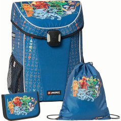 SKANDO BAGS Ninjago Easy Light skolas somas komplekts - bērniem draudzīgs dizains ar ietilpīgu mugursomu, nodalījumu pusdienu kārbai un atstarojošiem elementiem