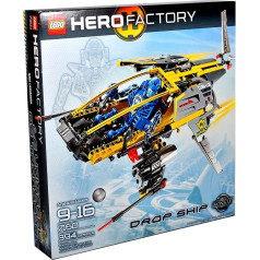 Lego Hero Factory sērijas transportlīdzekļu komplekts #7160 - DROP SHIP ar slepenajiem spārniem, spārniem un mīkstajām izplūdes šļūtenēm, kā arī pilota figūriņa (kopā: 394 gabaliņi)