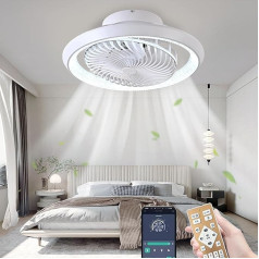 AHRHSM Dimmable ar ventilatora lampu, griestu gaisma ar ventilatoru, 72 W, LED griestu ventilators, 360° rotējoša, klusa, ar tālvadības pulti un lietotni Dimmable Lamp, 3000 K - 4500 K - 6500 K (balta)