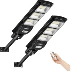 LANGY 2 Pack LED солнечные уличные фонари на открытом воздухе 9000 люмен 180 светодиодов от заката до рассвета солнечные уличные фонари с пультом дис