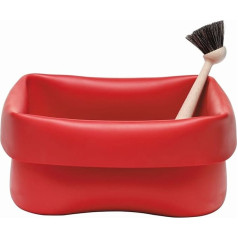 Normann Copenhagen Spülschüssel/Spülbehälter inklusive Spülbürste Gummi rot, H: 28 x L: 28 x D: 14 cm