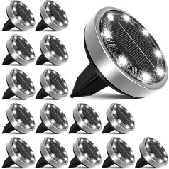 nipify Pack of 16 Solar Floor Lights Outdoor Solar Lights Outdoor Light ar 8 LED, Cool White Waterproof LED Floor Light Outdoor Solar Lights for Outdoor Garden Lawn Driveway Walkway Patio