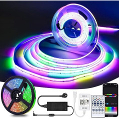 WiFi RGB+IC COB LED LED sloksne Alexa 10 m, 24 V LED COB RGBIC sloksne Dimmable, 576LEDs/M, App Controllable, COB LED RGB sloksne Adresējama LED sloksne Pašlīmējoša saderīga ar Alexa Google Home