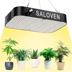 SALOVEN Augu lampa LED pilna spektra, aptumšojama, augsta PPFD un IR LED pilna spektra P130 W augu audzēšanas lampa ar UV IR, iekštelpu telts sēklas Bud augu dārzeņi un ziedi