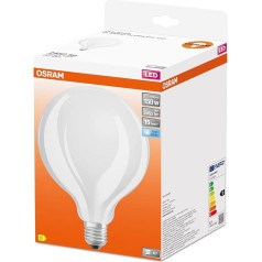 OSRAM LED Star GLOBE125 matēta kvēlspuldze ar 125 mm diametru, E27 ligzda, auksti balta (4000 K), 2452 lūmeni, 150 W spuldzes aizstājēja, 4 gab. komplektā