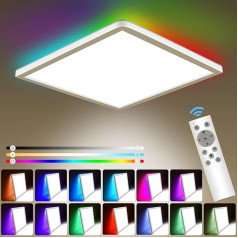 LED griestu gaisma ar tālvadības pulti: 24 W RGB 13 krāsu maiņas griestu gaisma ar 3000 K - 6000 K 3200 lm un kvadrātveida ūdensizturīga IP54 LED lampa guļamistabai vannas istabai bērnu istabai dzīvojamai istabai