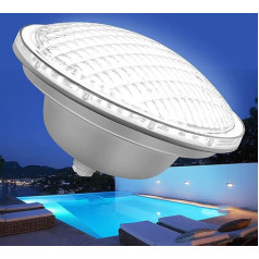 CXhome White LED baseina apgaismojums, 21 W Par56 LED zemūdens apgaismojums, IP68 baseina apgaismojums, zemūdens, peldbaseina apgaismojums, zemūdens AC/DC 12 V, ūdensizturīga lampa baseinam akvārijam, peldbaseinam, dārzam