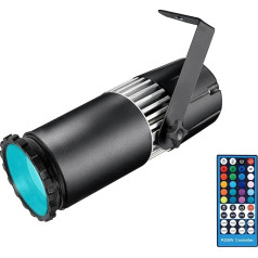 SENLAN LED Pinspot gaisma, 15 W RGBW 4-in-1 SMD 5050 LED staru gaisma ar IR tālvadības pulti (manuāla fokusēšana)