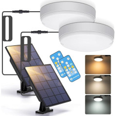 Aigostar Saules apgaismojums lietošanai ārpus telpām 50 W LED saules gaismas āra apgaismojums ar tālvadības pulti IP65 Saules āra apgaismojums Regulējama krāsu temperatūra 3000 K/4000 K/6500 K, 3 m kabelis, 2 gab.