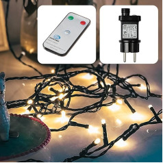 hellum LED Lichterkette Außen mit Timer I 17,9m 180 LED I Lichterkette warmweiß mit Fernbedienung I Lichterkette LED strombetrieben mit Stecker I Weihnachtsbaumbeleuchtung mit Kabel in grün I 577150