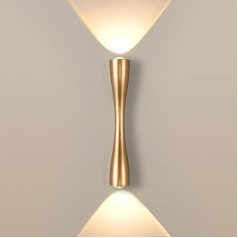 YOOCHUENG Up and Down Wall Light Zelta LED sienas lampas Modern Creative Wall Lamp Shade Metal Interjera mājas lampa garāžai, dārzam, dārza, balkonam, guļamistabai, sānam [Warm Light, 35 cm)