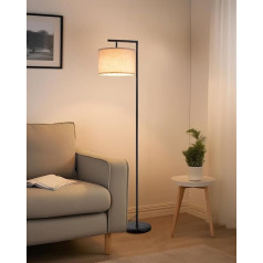 EDISHINE stāvlampa viesistabai 160 cm, modernā loka lampa ar bēšas krāsas regulējamu lina abažūru, LED E27 spuldze, melna lasāmspuldze, stāvlampa guļamistabai, bērnu istabai