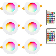 FWoche LED iebūvēts starmešu prožektors, RGB 10 W LED griestu gaisma, silti balta, LED iebūvēta gaisma, apaļi griestu prožektori, iebūvēts griestu prožektors ar 2 IR tālvadības pultīm viesistabai, guļamistabai (Pack)