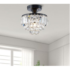 BESTIER Modern Black Crystal Semi-Flush lustra Apgaismojums LED griestu gaismas lampa ēdamistabai Vannas istaba Guļamistaba Dzīvojamā istaba Diametrs 23 Augstums 26